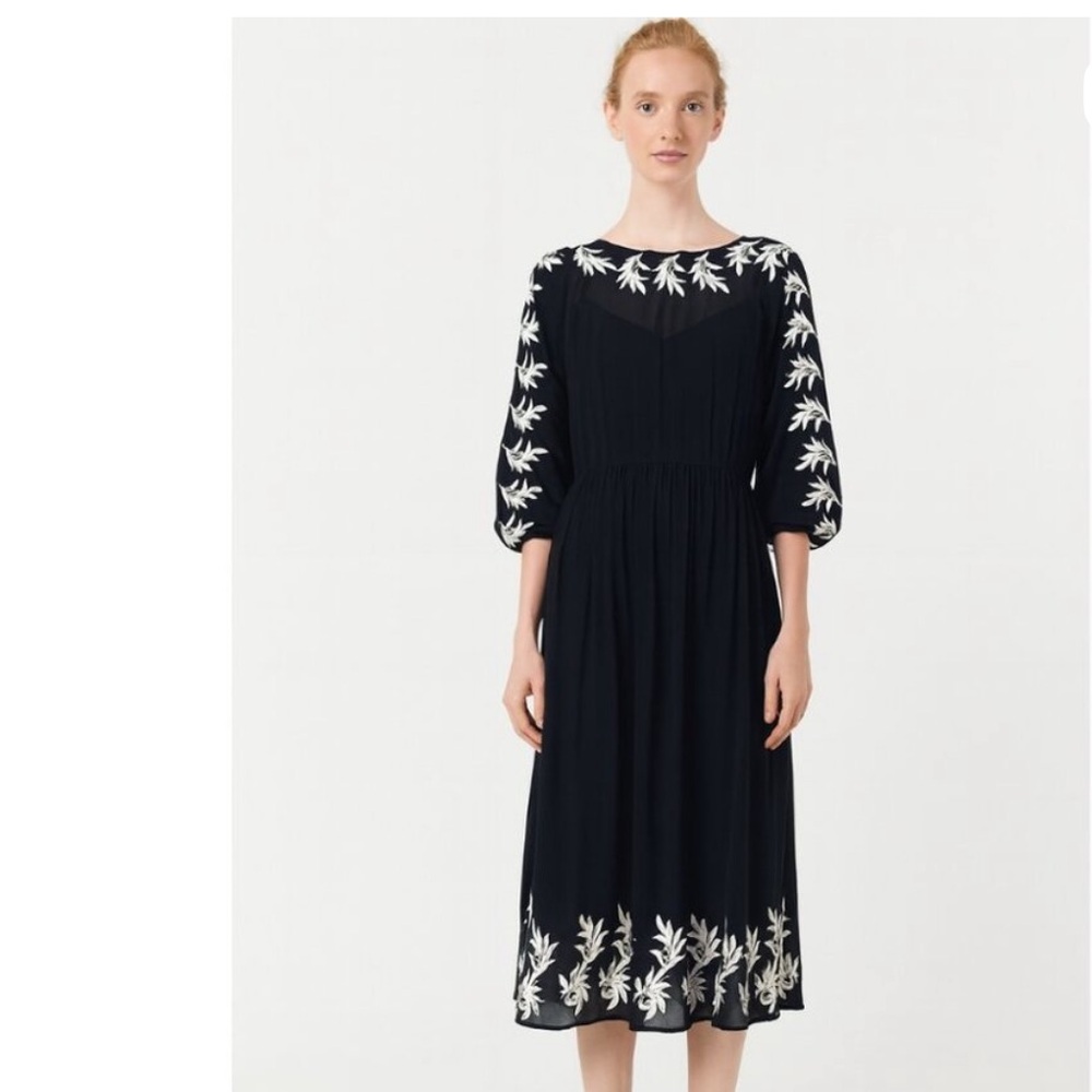 THE GREAT Fauna Black and White Long Sleeve Dress size 0 EUC